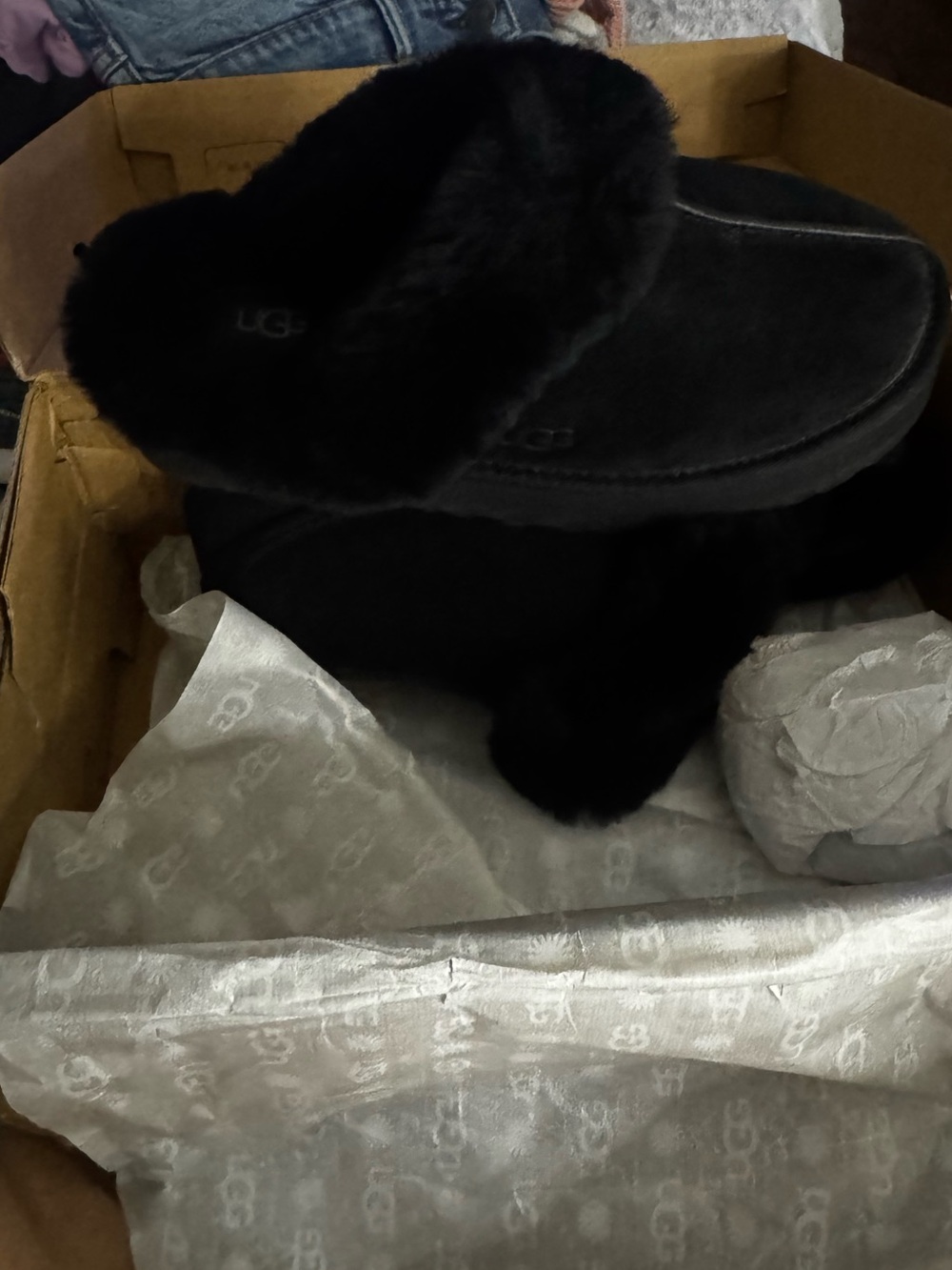 UGG Black Shearling-Lined Slip-On Mules